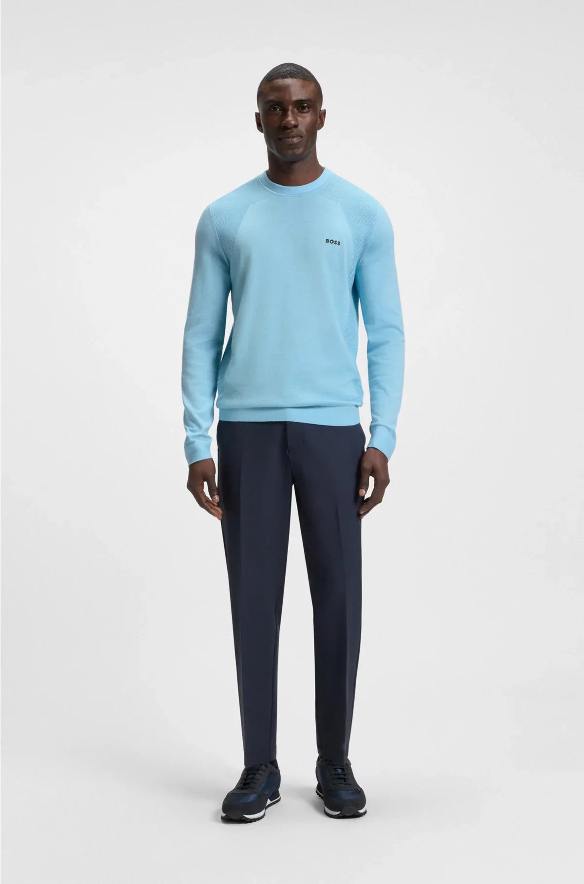 COTTON-BLEND SWEATER WITH BODY-MAPPING AND CONTRAST LOGO