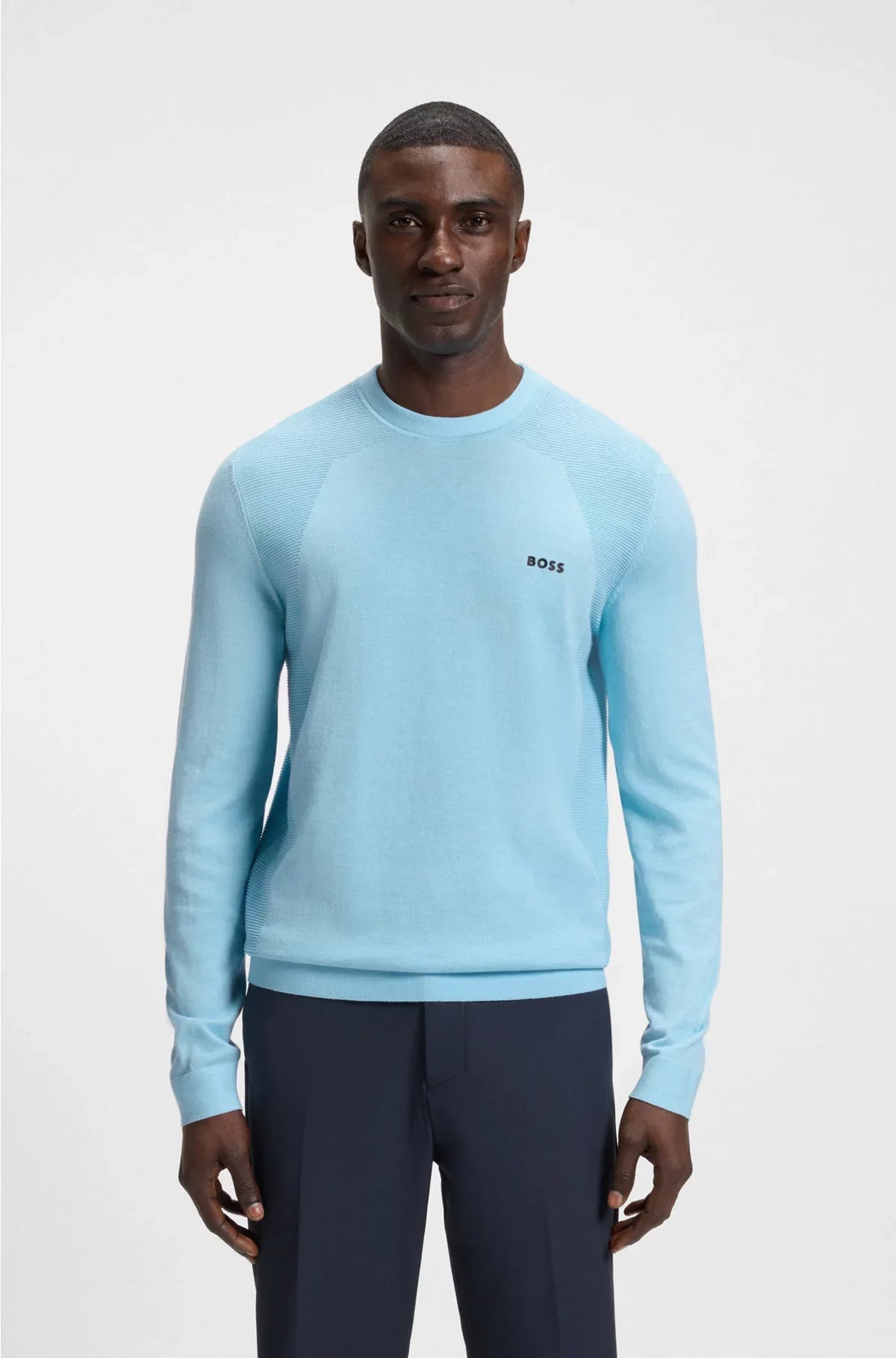 COTTON-BLEND SWEATER WITH BODY-MAPPING AND CONTRAST LOGO