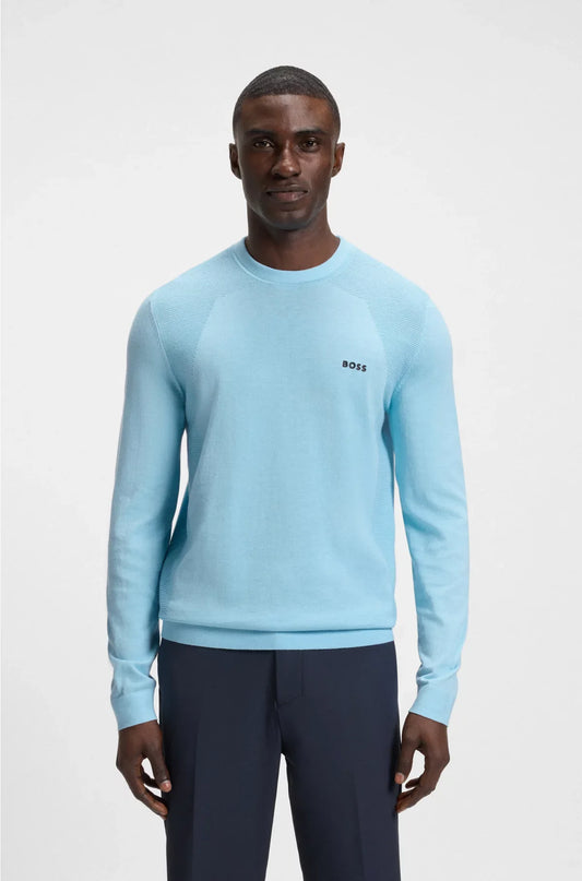 COTTON-BLEND SWEATER WITH BODY-MAPPING AND CONTRAST LOGO