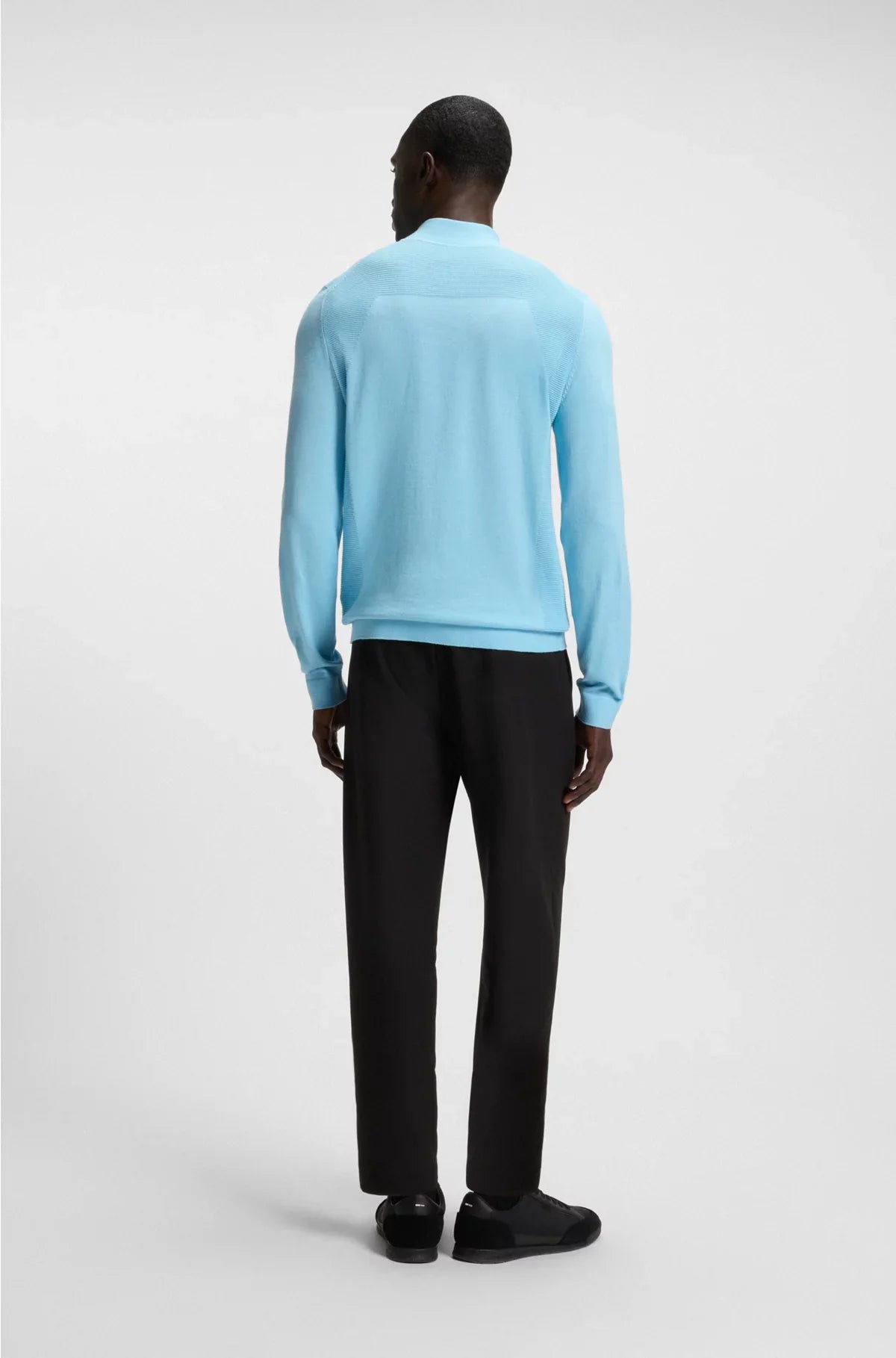 MAGLIONE IN MISTO COTONE CON CERNIERA CORTA E BODY MAPPING