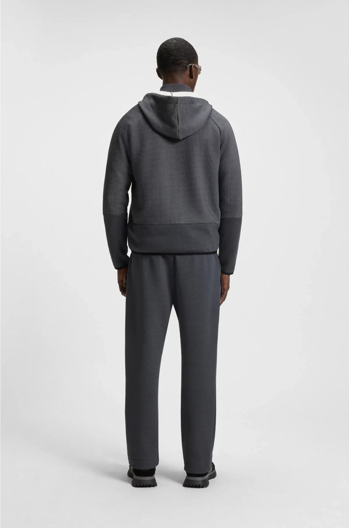 REGULAR-FIT ZIP-UP HOODIE IN QUILTED JACQUARD