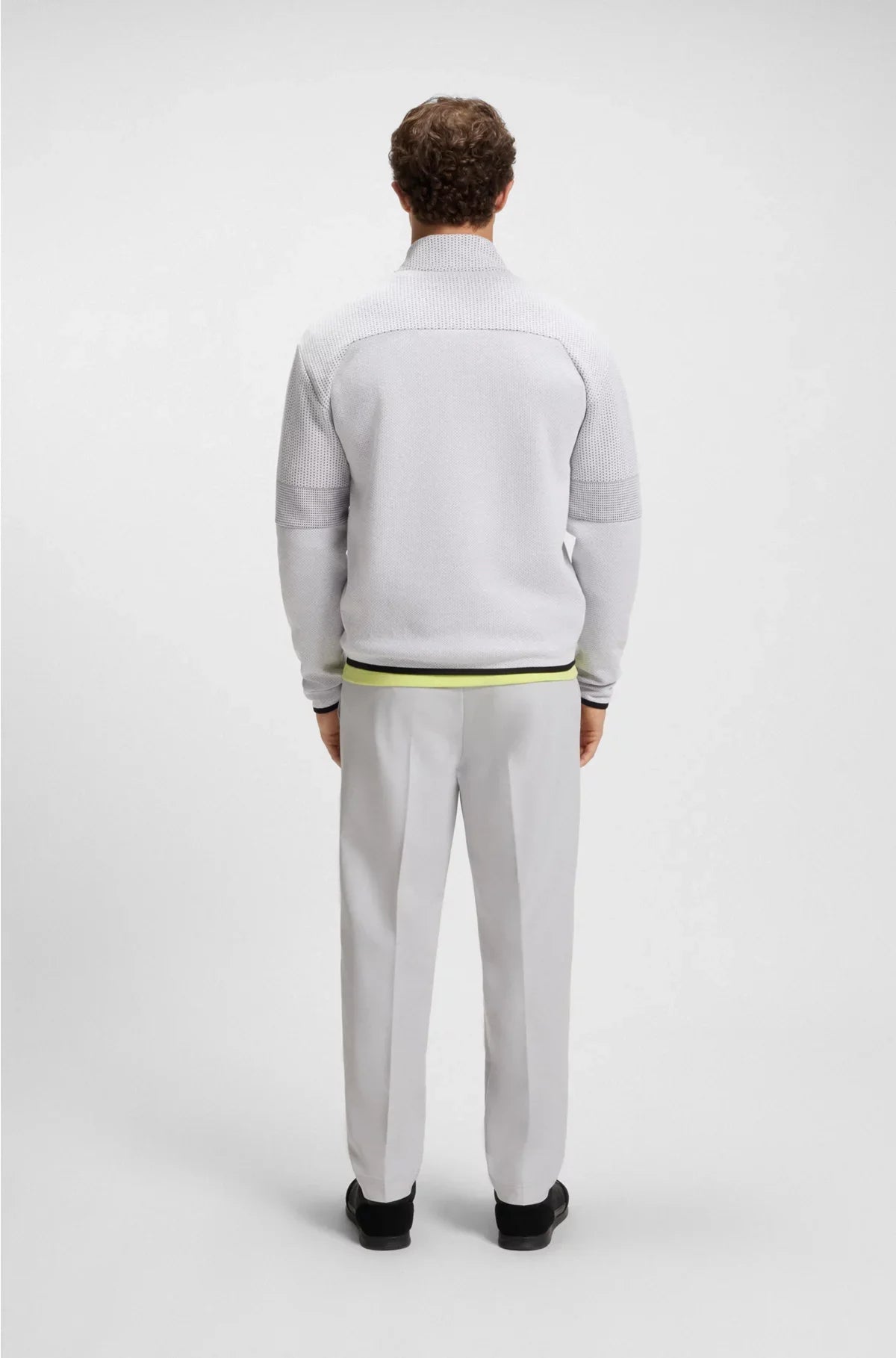 RELAXED-FIT ZIP-NECK SWEATSHIRT WITH QUILTED JACQUARD
