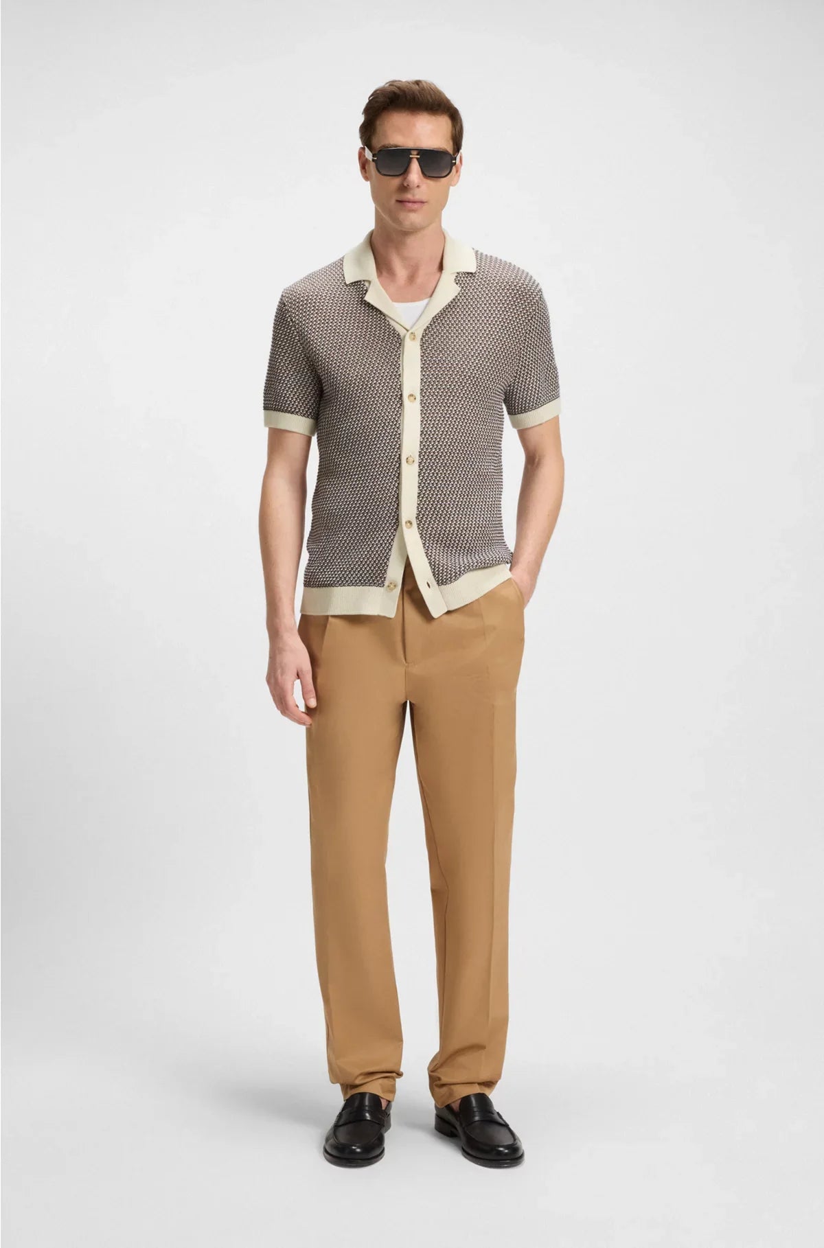 REGULAR-FIT KNIT CARDIGAN IN COTTON