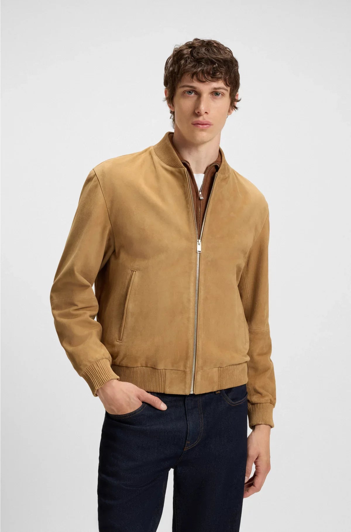 GIACCA REGULAR-FIT IN CAMOSCIO