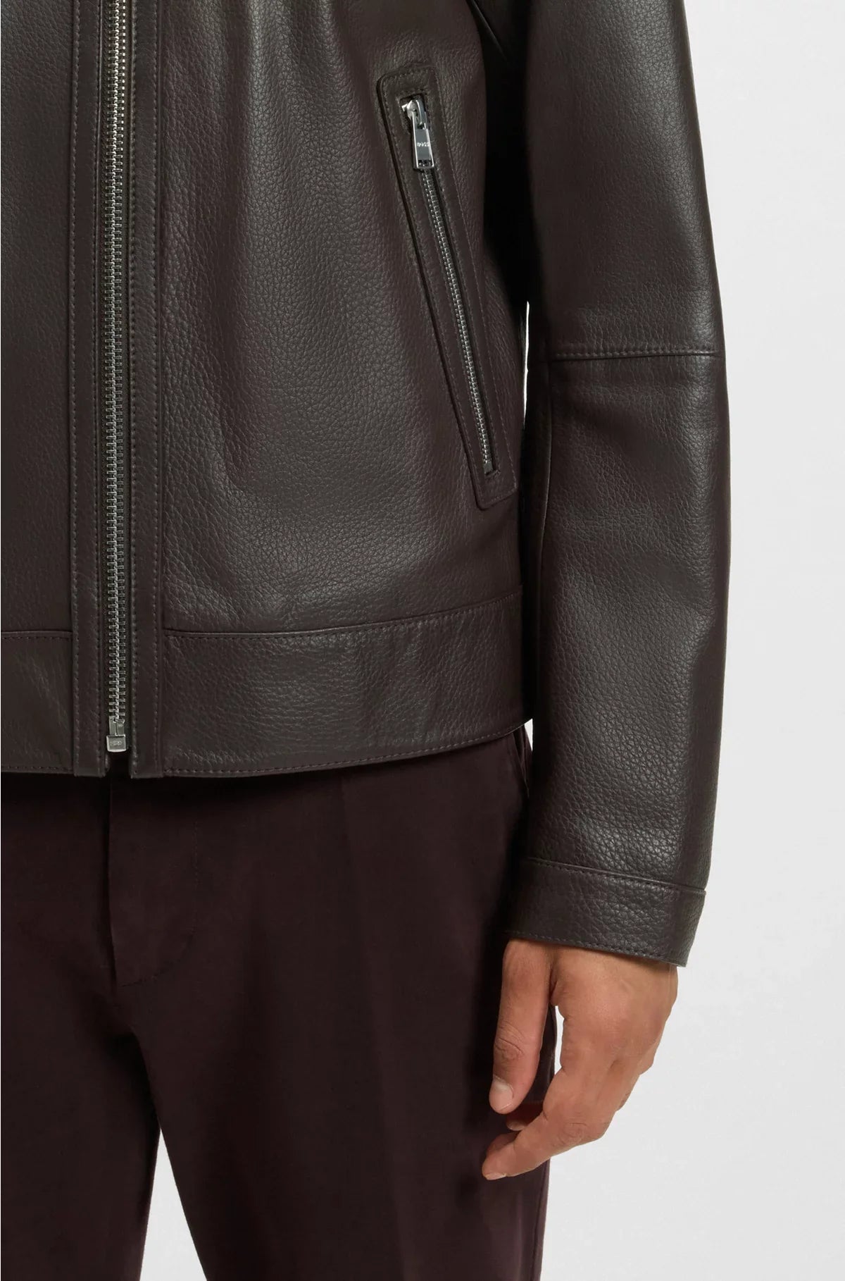 REGULAR-FIT LEATHER JACKET WITH ZIP CLOSURE