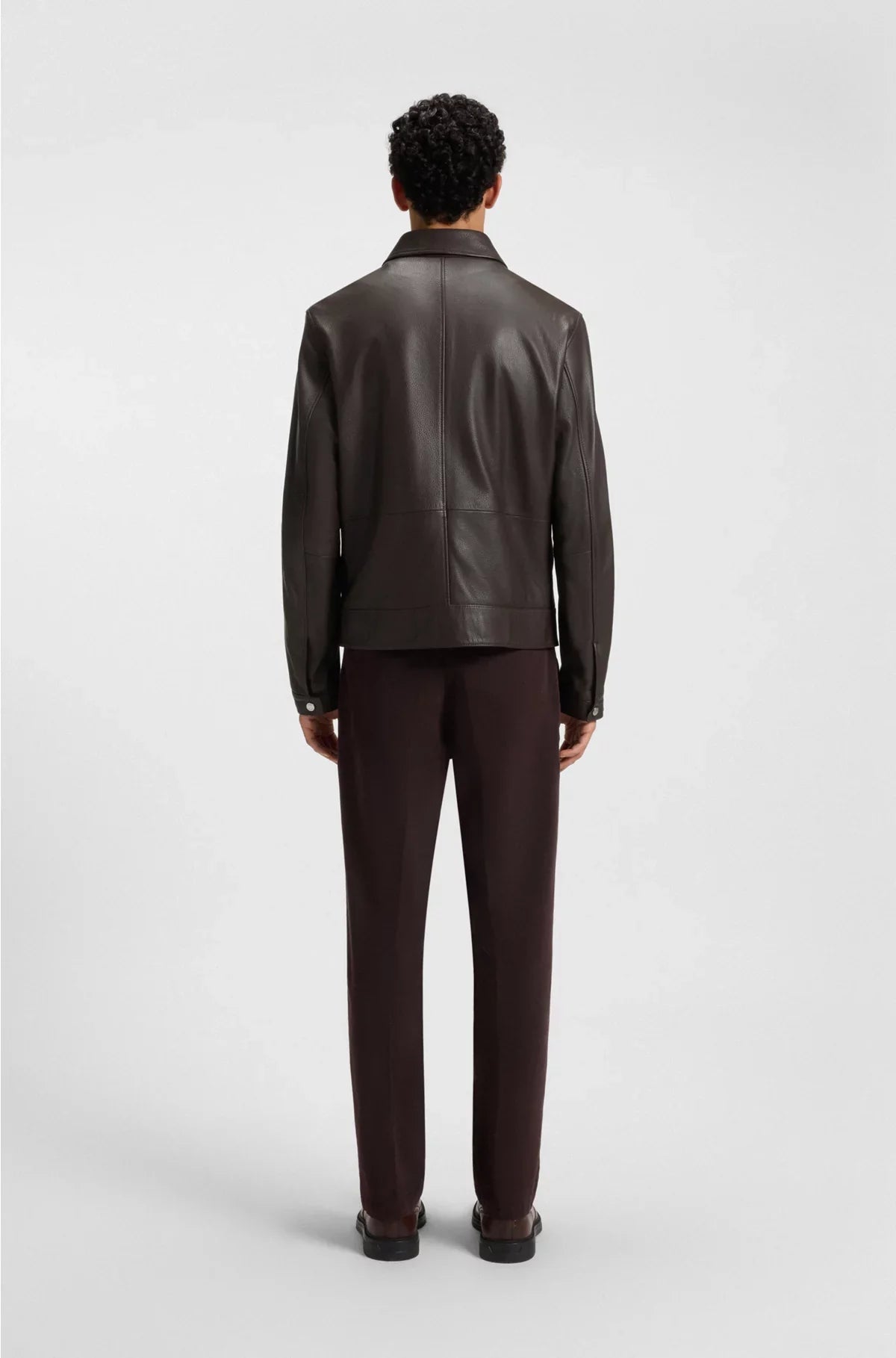 REGULAR-FIT LEATHER JACKET WITH ZIP CLOSURE