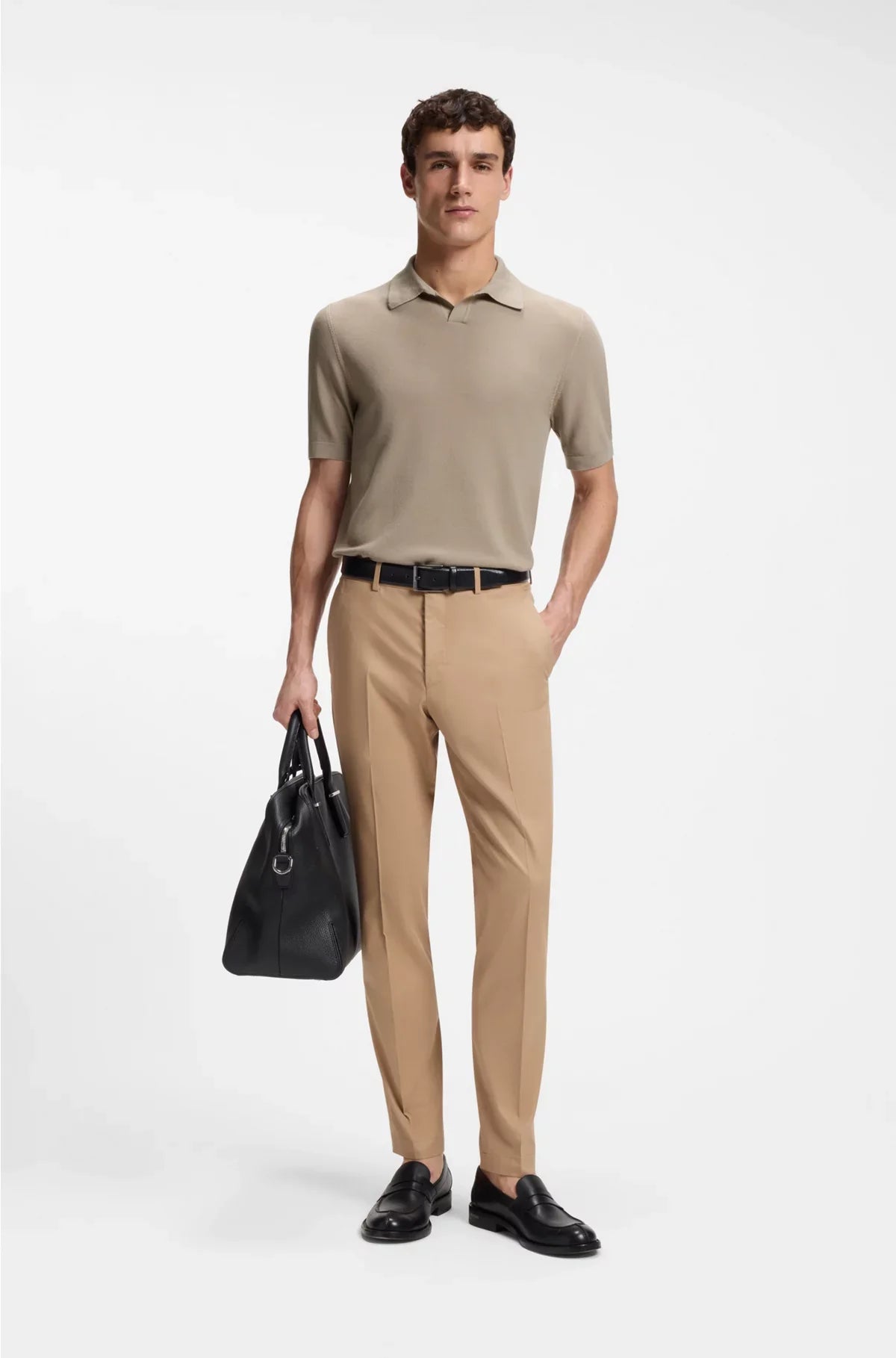 KNIT POLO IN MERINO WOOL WITH NATURAL STRETCH