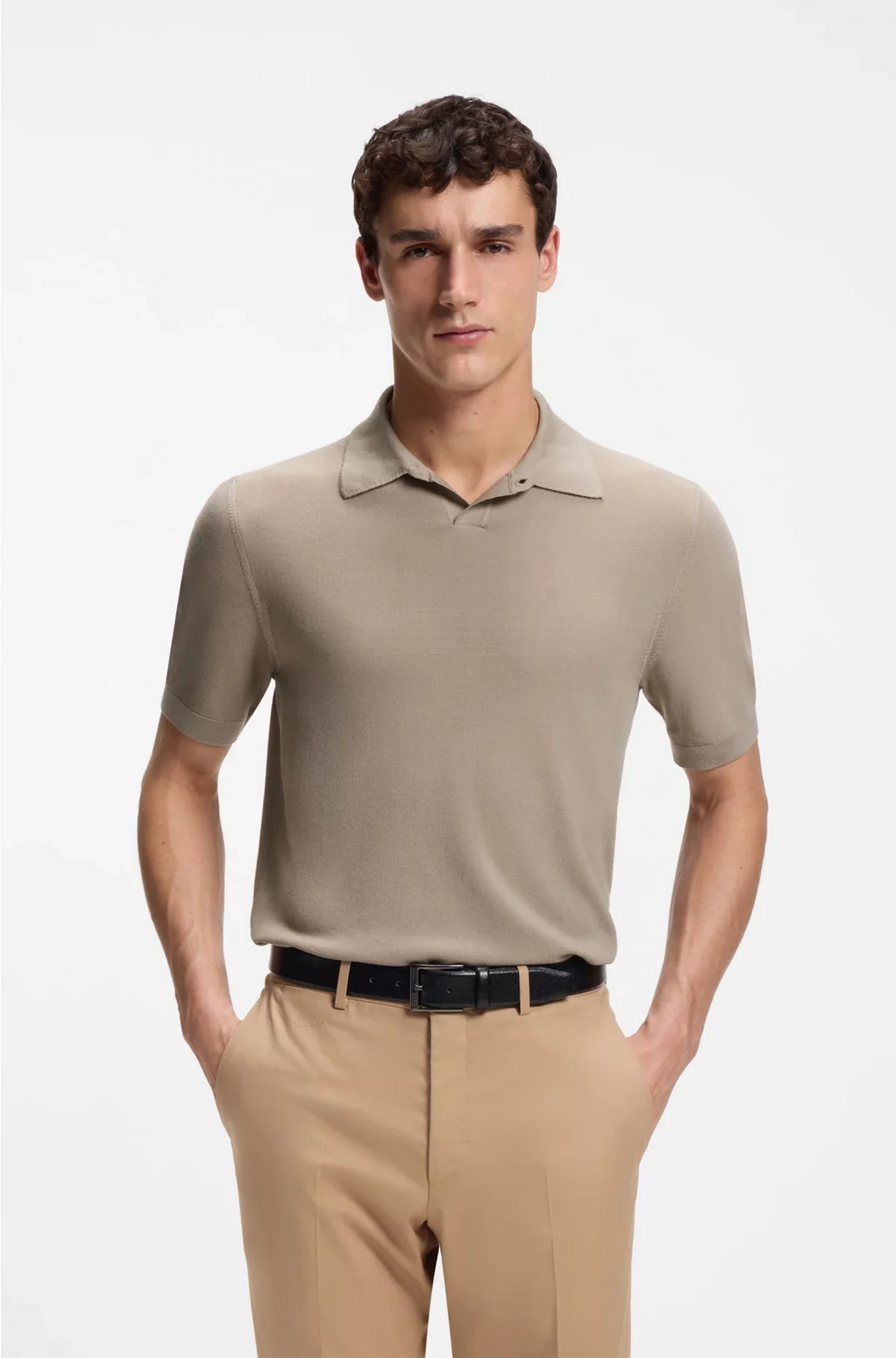 KNIT POLO IN MERINO WOOL WITH NATURAL STRETCH