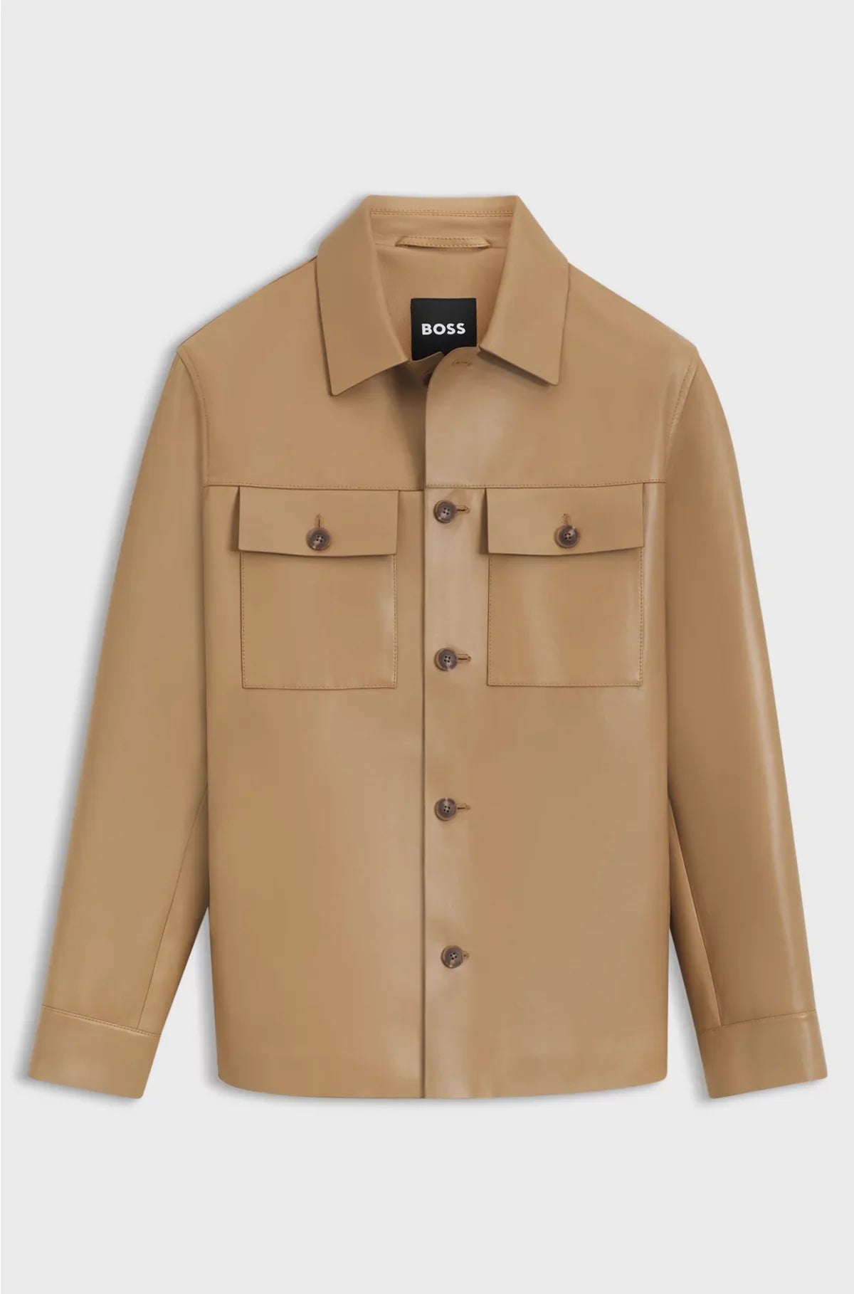SHIRT-STYLE LEATHER JACKET WITH FLAP POCKETS