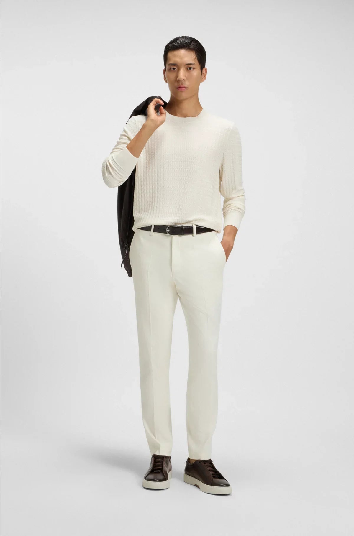 SILK SWEATER WITH PRINCE OF WALES CHECK STRUCTURE