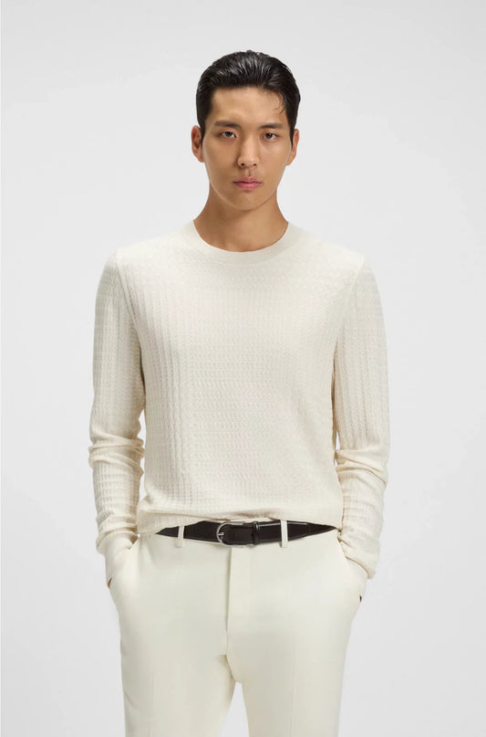 SILK SWEATER WITH PRINCE OF WALES CHECK STRUCTURE