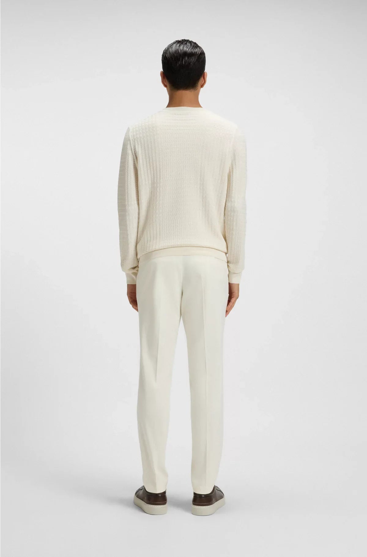 SILK SWEATER WITH PRINCE OF WALES CHECK STRUCTURE