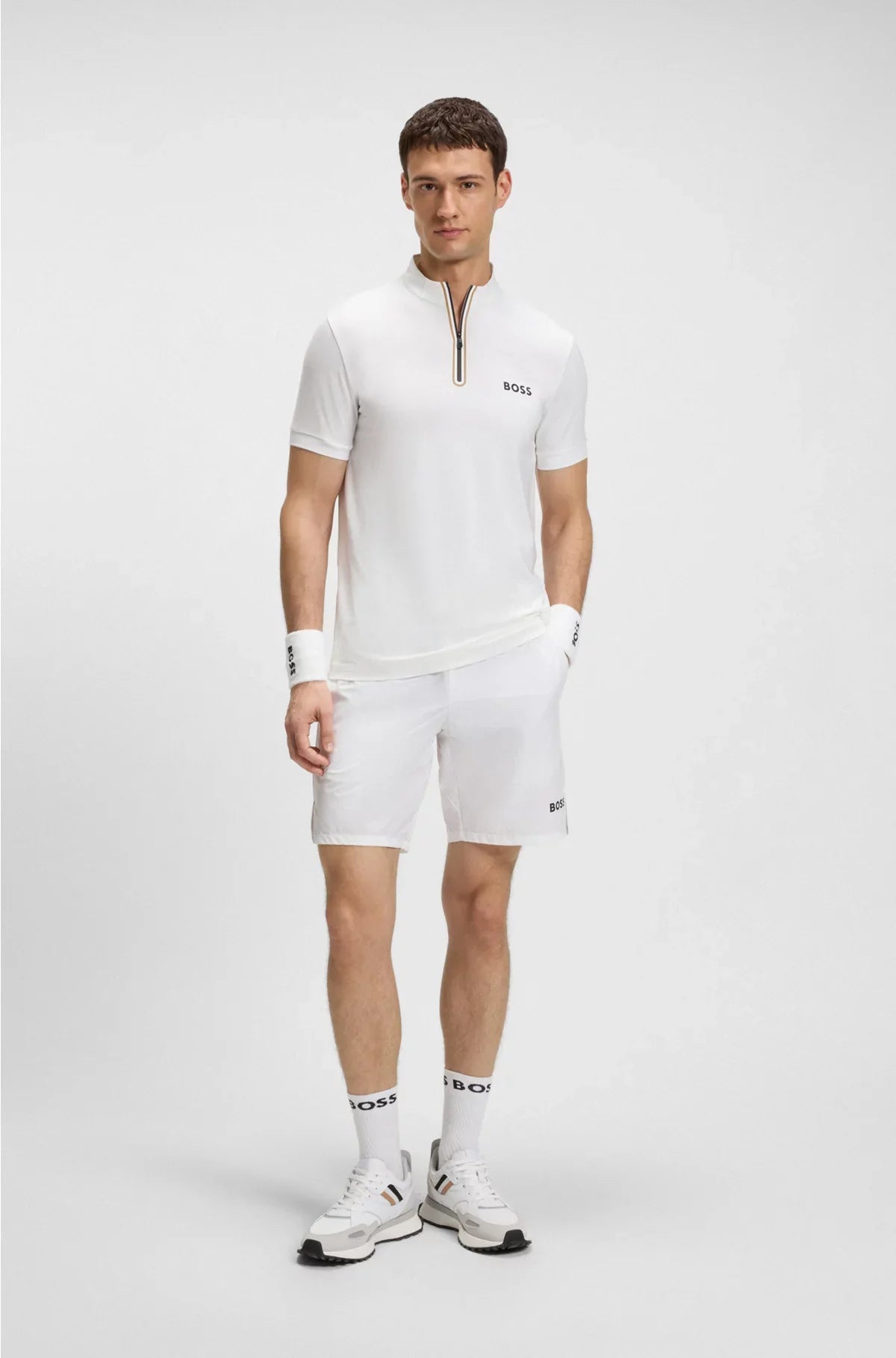 ACTIVE ZIP-NECK T-SHIRT IN STRETCH-MESH JERSEY