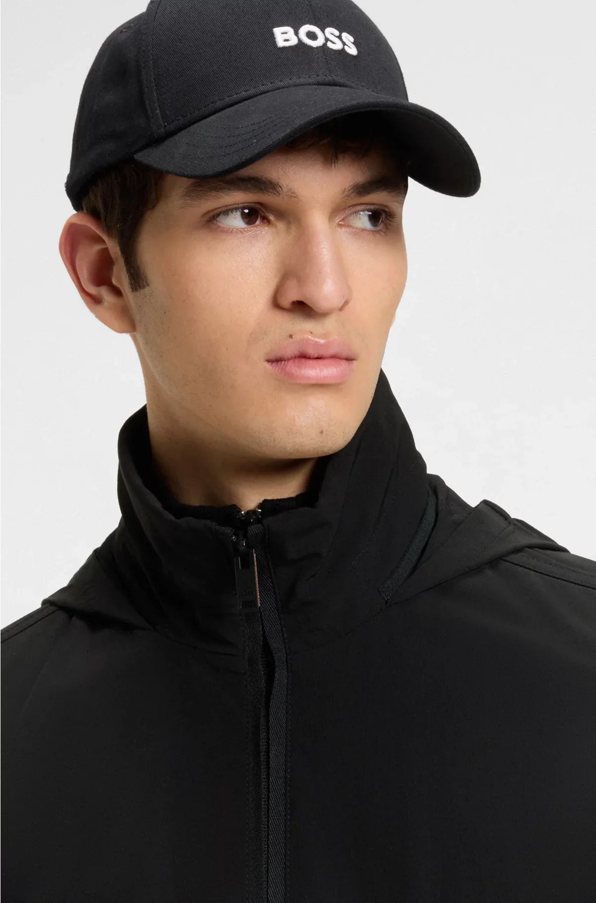 WATER-REPELLENT AVIATOR-STYLE BOMBER JACKET WITH PACKABLE HOOD