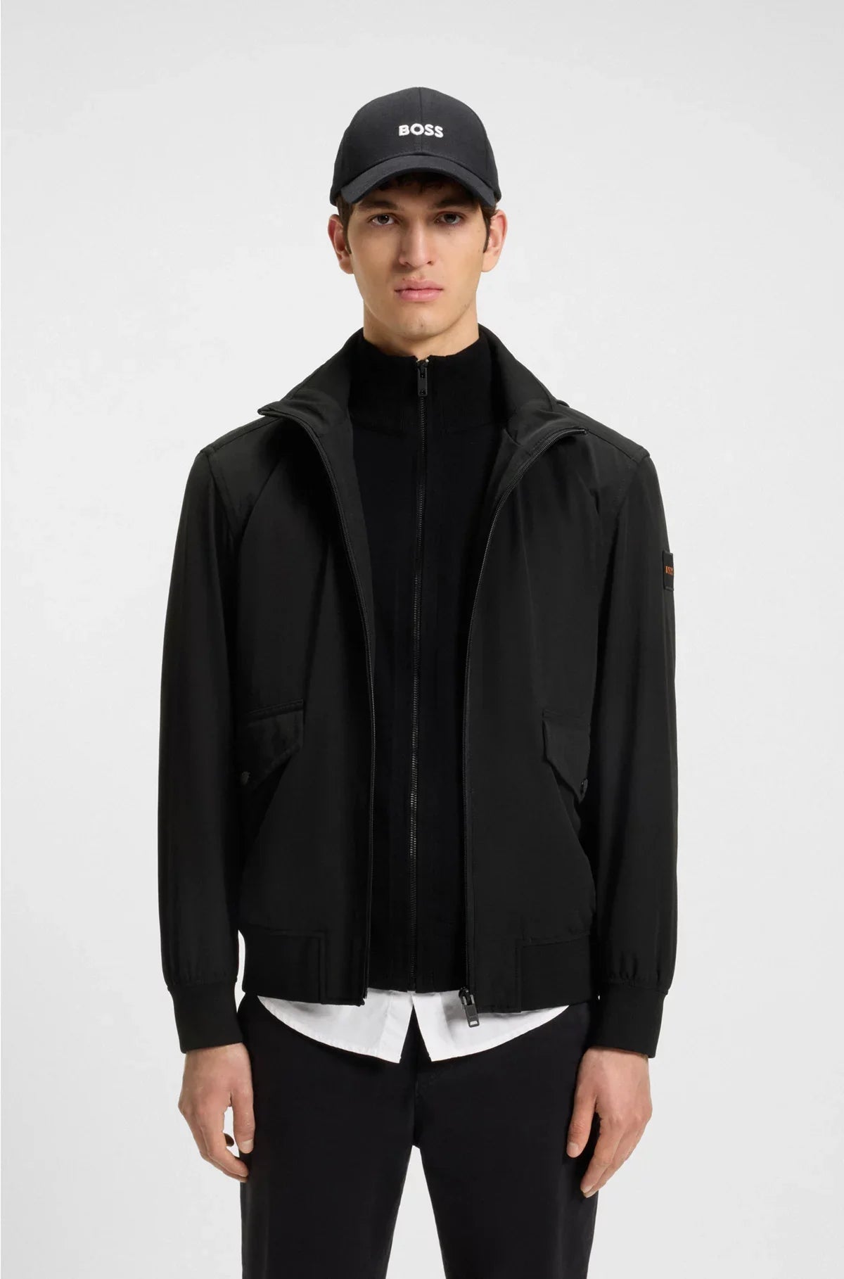 WATER-REPELLENT AVIATOR-STYLE BOMBER JACKET WITH PACKABLE HOOD