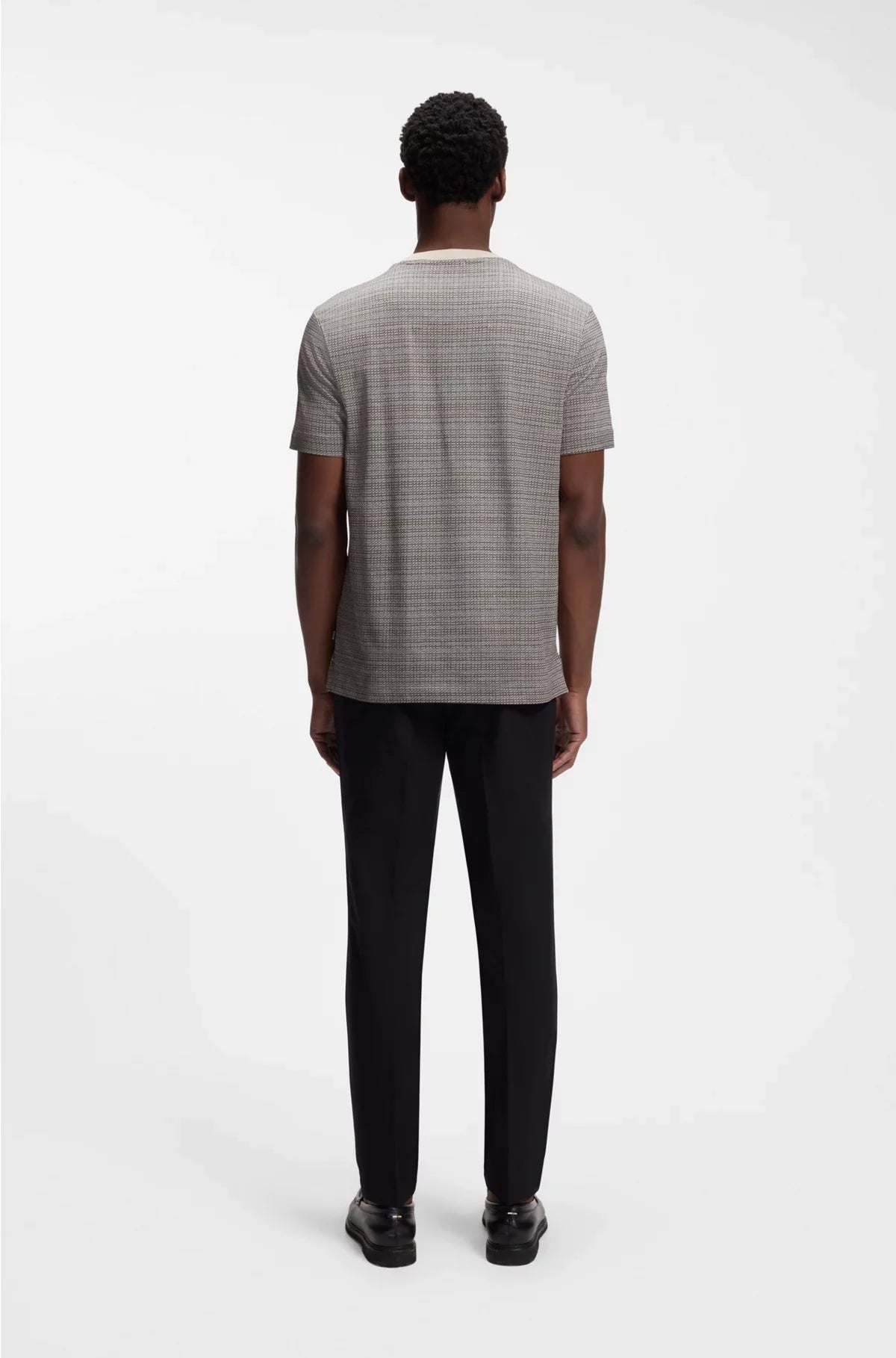 MERCERISED-COTTON T-SHIRT WITH GRID PATTERN
