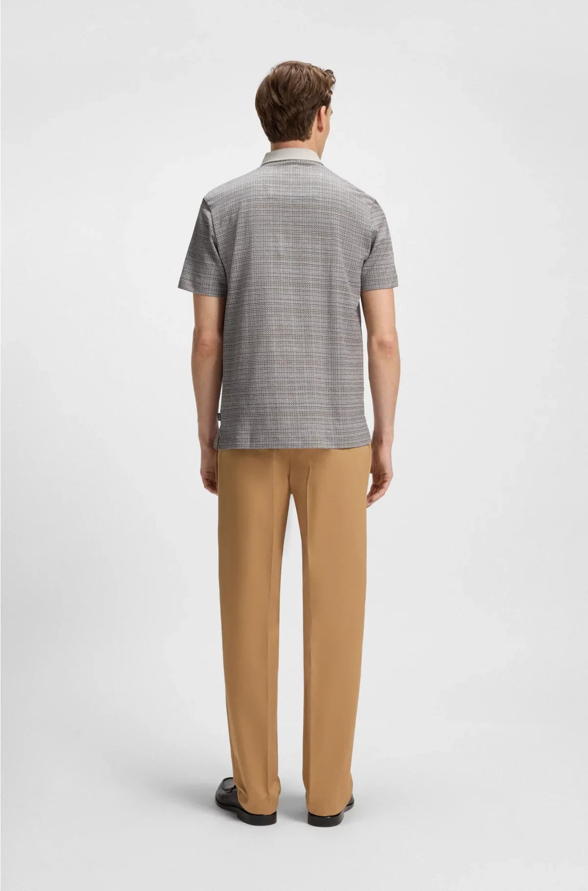 MERCERISED-COTTON POLO SHIRT WITH GRID PATTERN