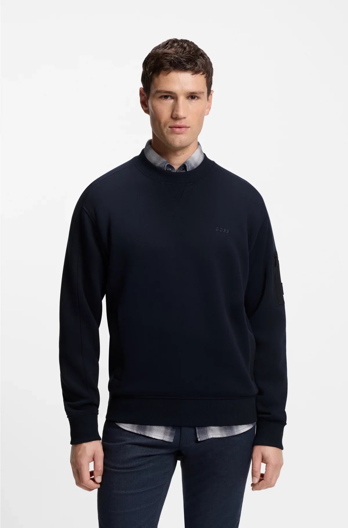 COTTON-BLEND SWEATSHIRT WITH ZIPPED SLEEVE POCKET