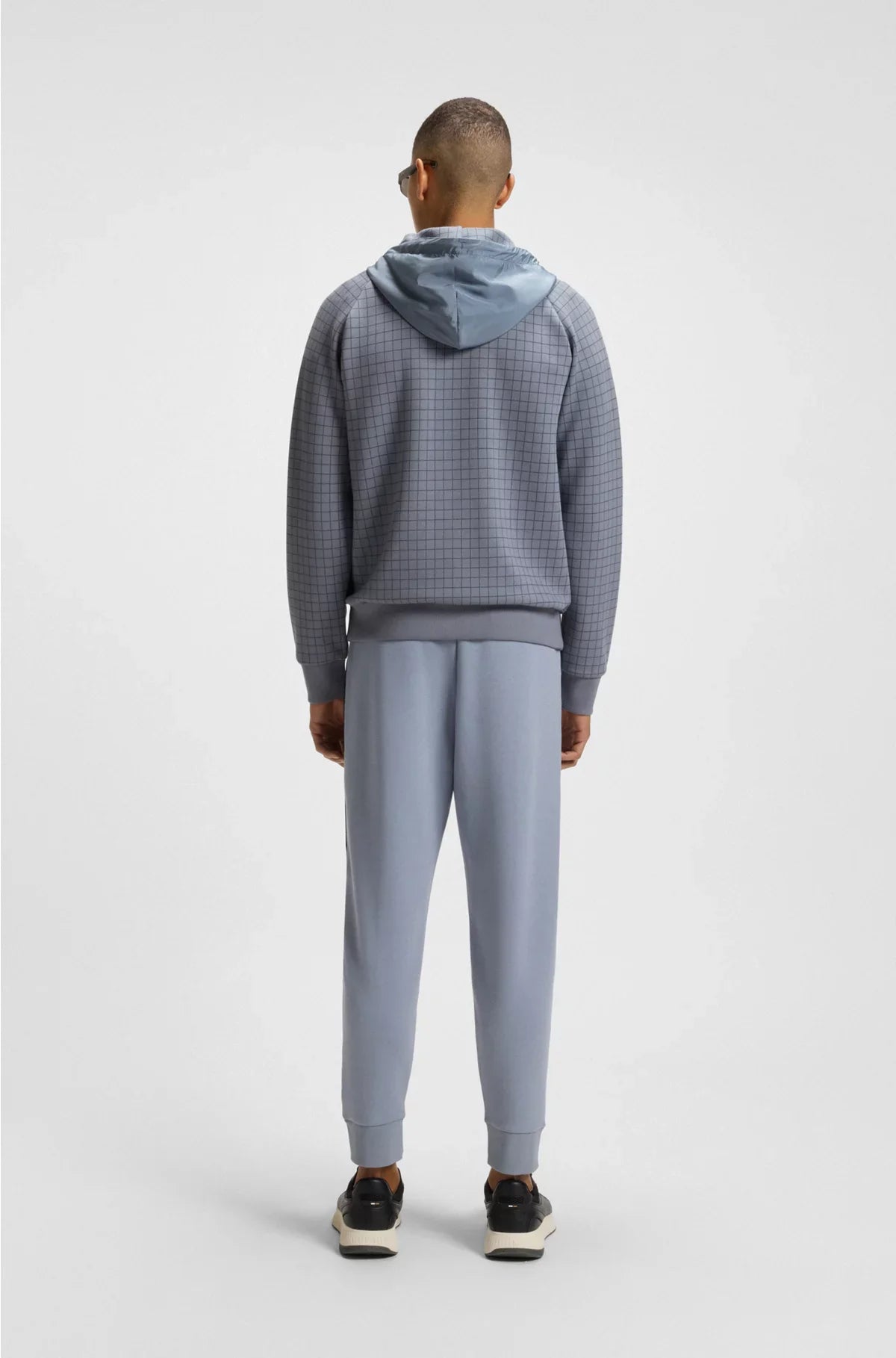 CHECK-PRINT HOODIE IN STRETCH PIQUE WITH GOLF ARTWORK