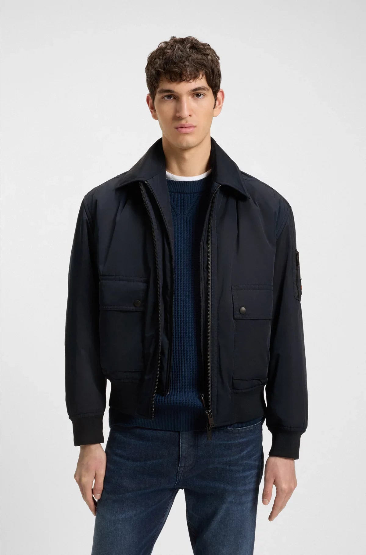WATER-REPELLENT BOMBER JACKET WITH DETACHABLE LINER