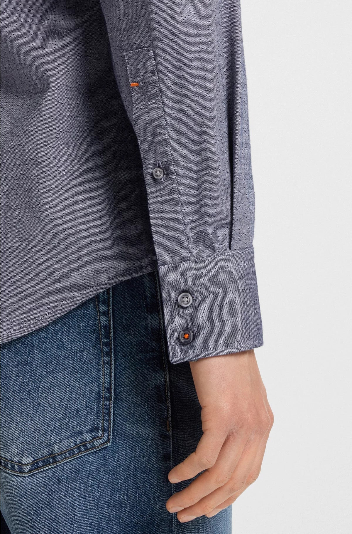 REGULAR-FIT SHIRT IN STRETCH-COTTON DOBBY