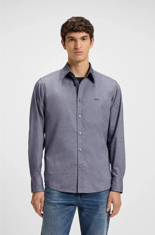 REGULAR-FIT SHIRT IN STRETCH-COTTON DOBBY