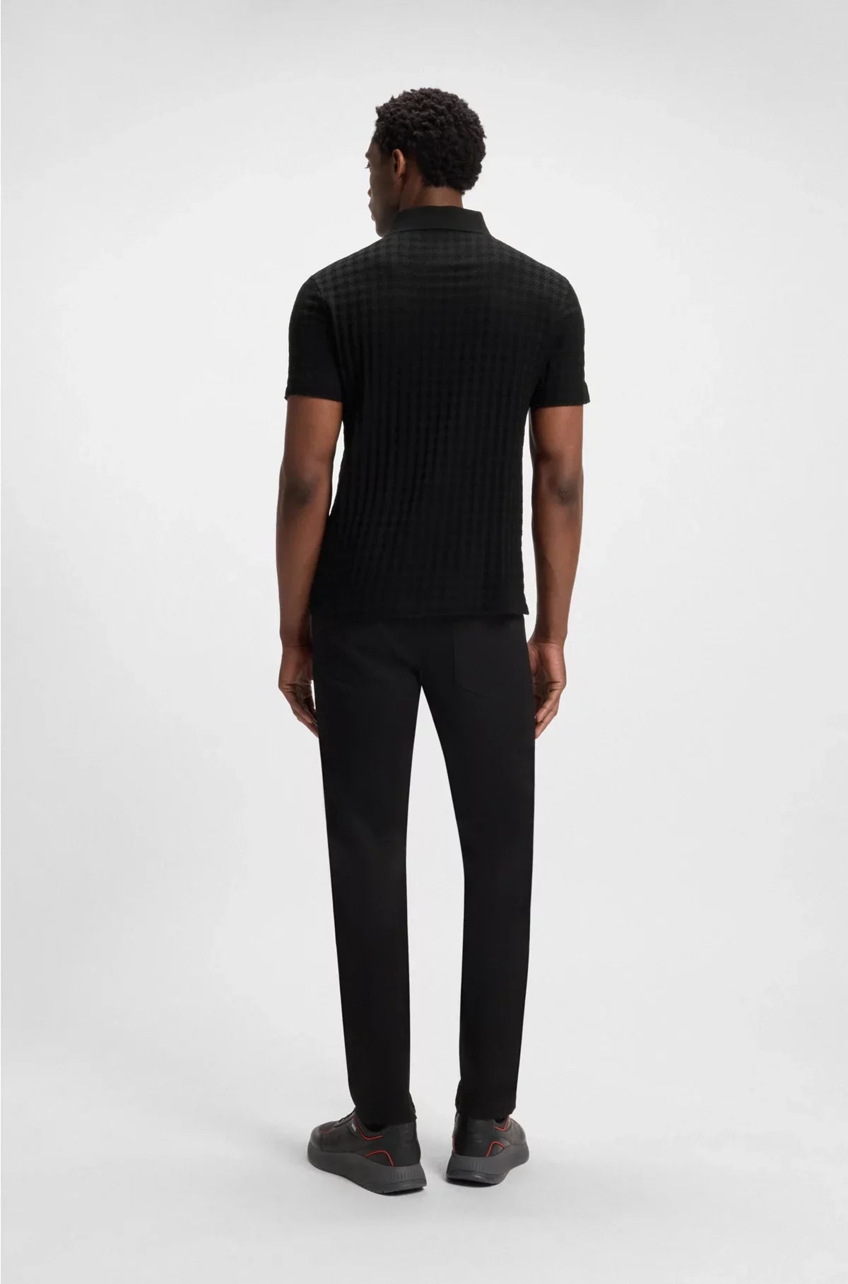 POLO SHIRT IN HOUNDSTOOTH-JACQUARD MERCERISED COTTON