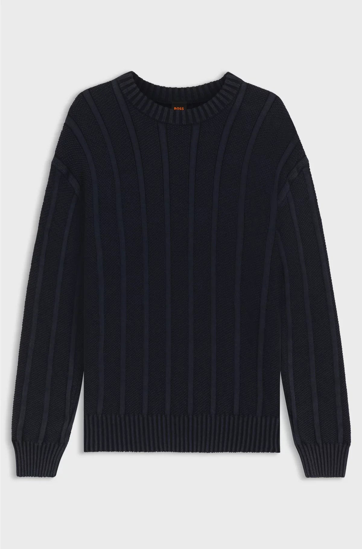 COTTON SWEATER WITH RIB AND RICECORN STRUCTURES