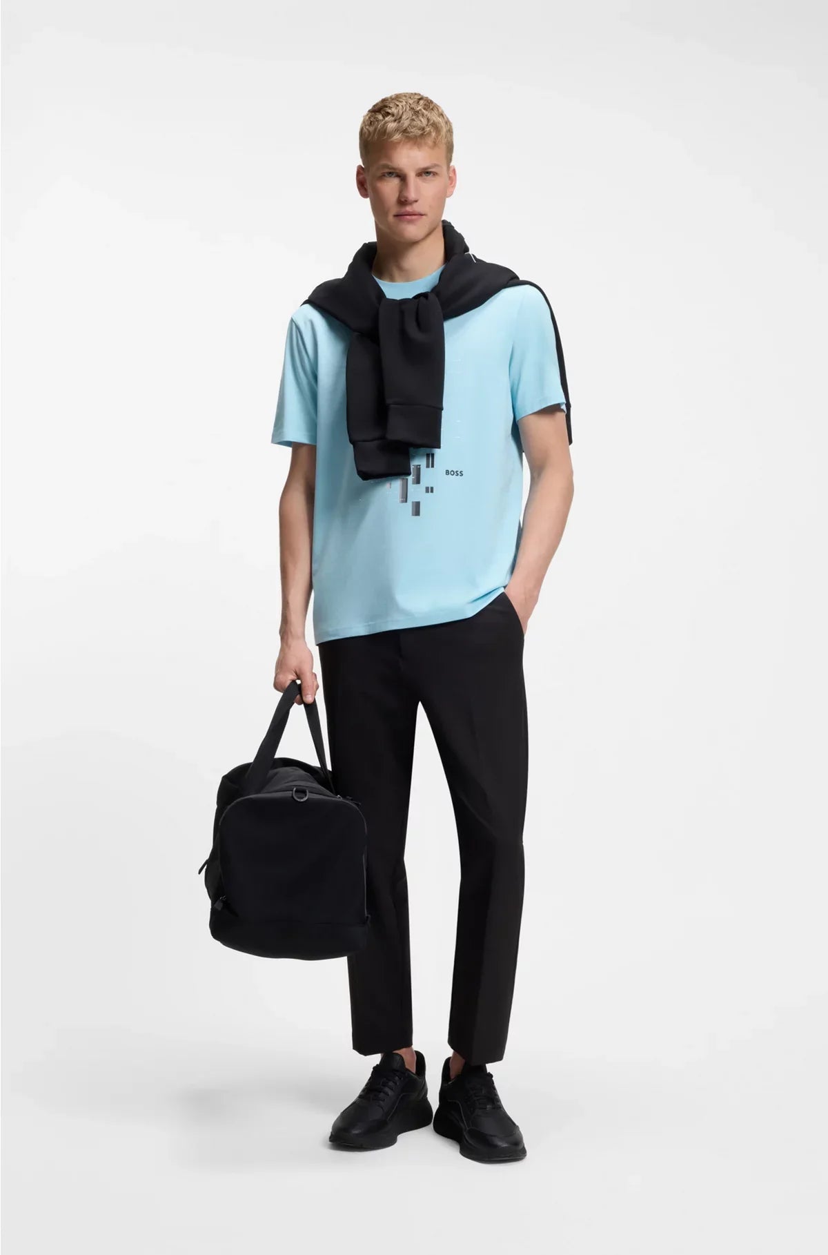 STRETCH-COTTON T-SHIRT WITH GEOMETRIC PRINT