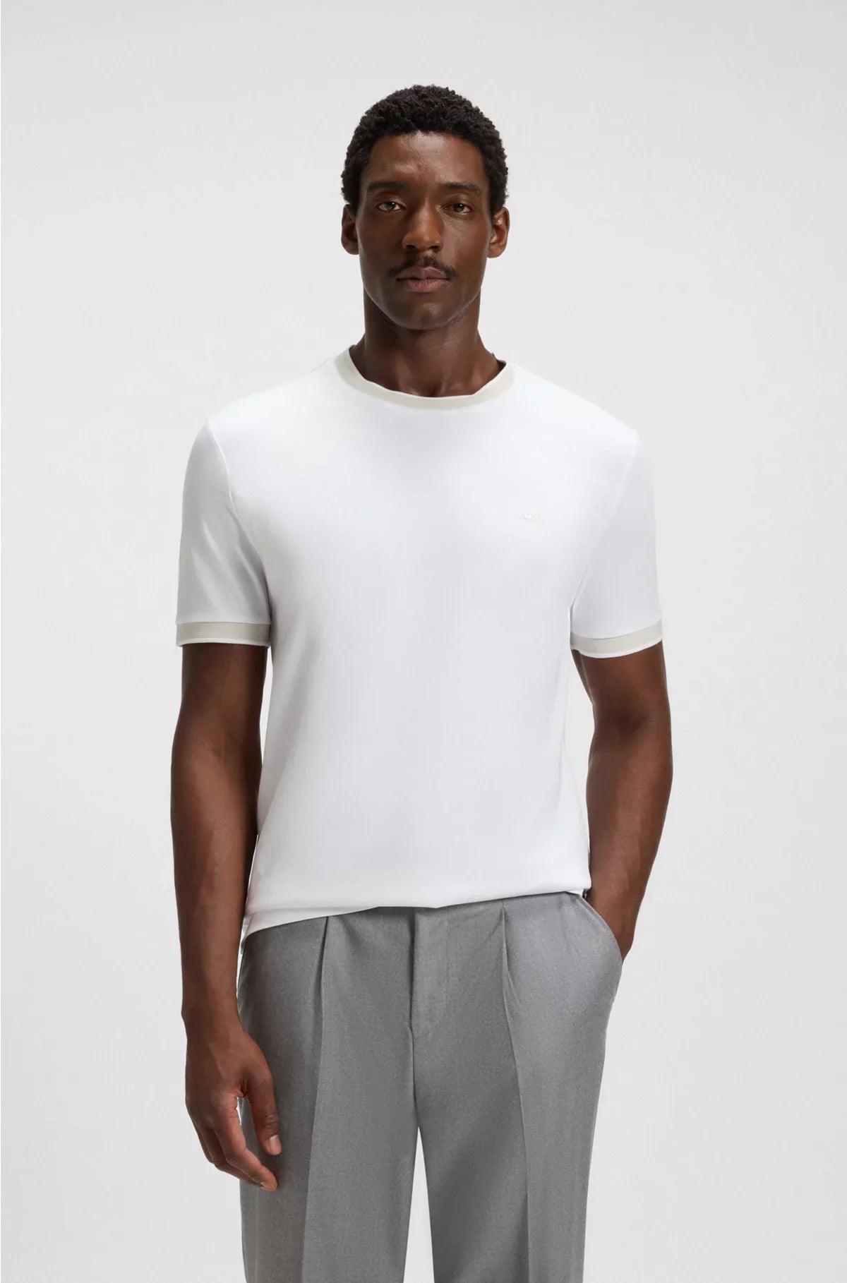 MERCERISED-COTTON SLIM-FIT T-SHIRT WITH CONTRAST TRIMS