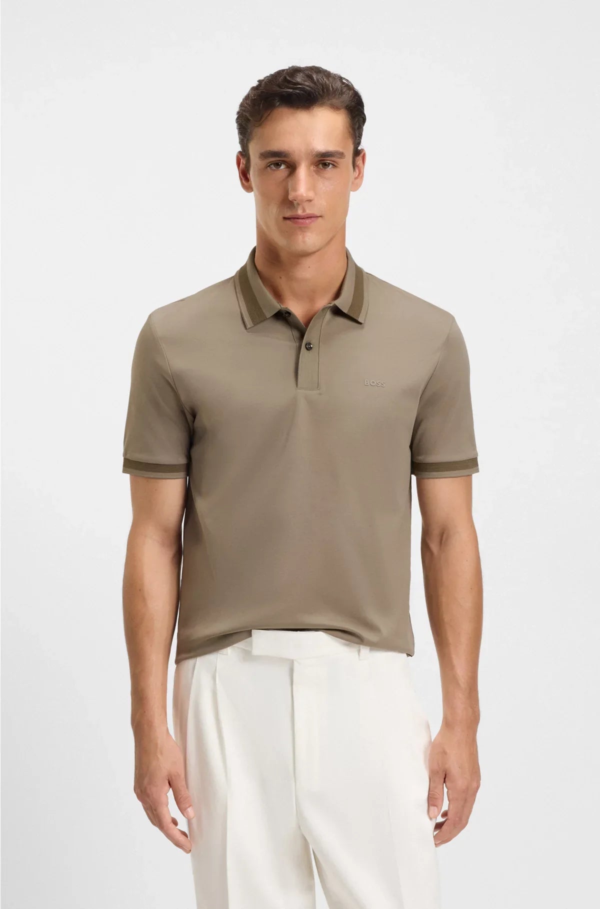 MERCERISED-COTTON SLIM-FIT POLO SHIRT WITH STRUCTURED TRIMS