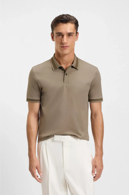 MERCERISED-COTTON SLIM-FIT POLO SHIRT WITH STRUCTURED TRIMS