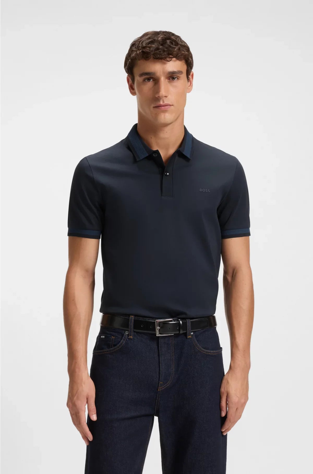 MERCERISED-COTTON SLIM-FIT POLO SHIRT WITH STRUCTURED TRIMS