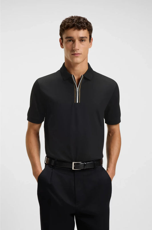 MERCERISED-COTTON POLO SHIRT WITH ZIP PLACKET