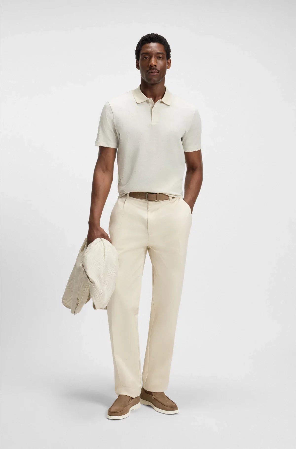 MERCERISED-COTTON POLO SHIRT WITH GEOMETRIC JACQUARD