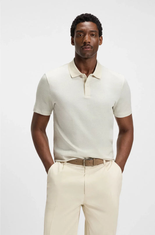 MERCERISED-COTTON POLO SHIRT WITH GEOMETRIC JACQUARD