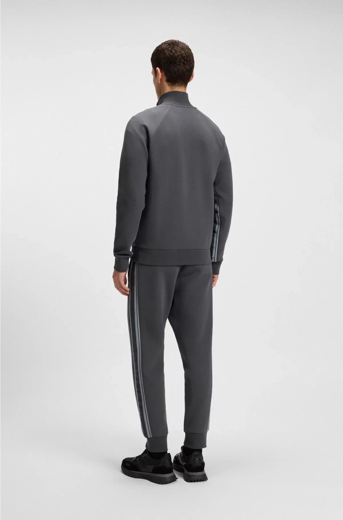 REGULAR-FIT TRACKSUIT SET IN STRETCH COTTON WITH STRIPED TRIMS