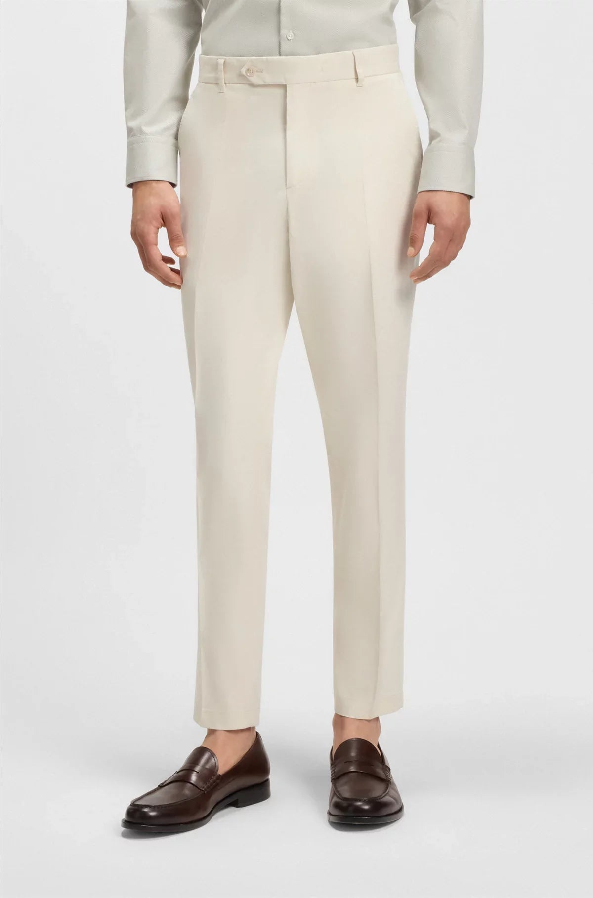 MACHINE-WASHABLE TAPERED-FIT TROUSERS IN STRETCH FABRIC