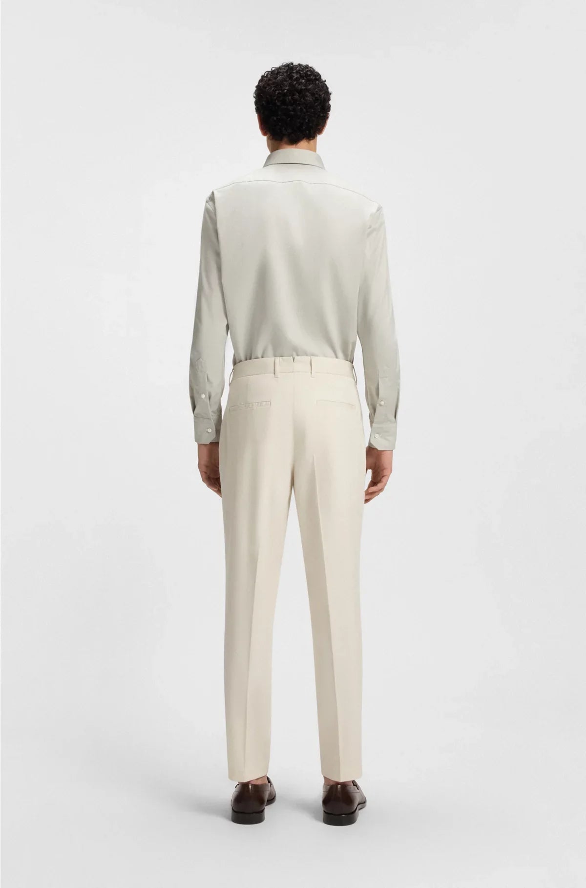 MACHINE-WASHABLE TAPERED-FIT TROUSERS IN STRETCH FABRIC