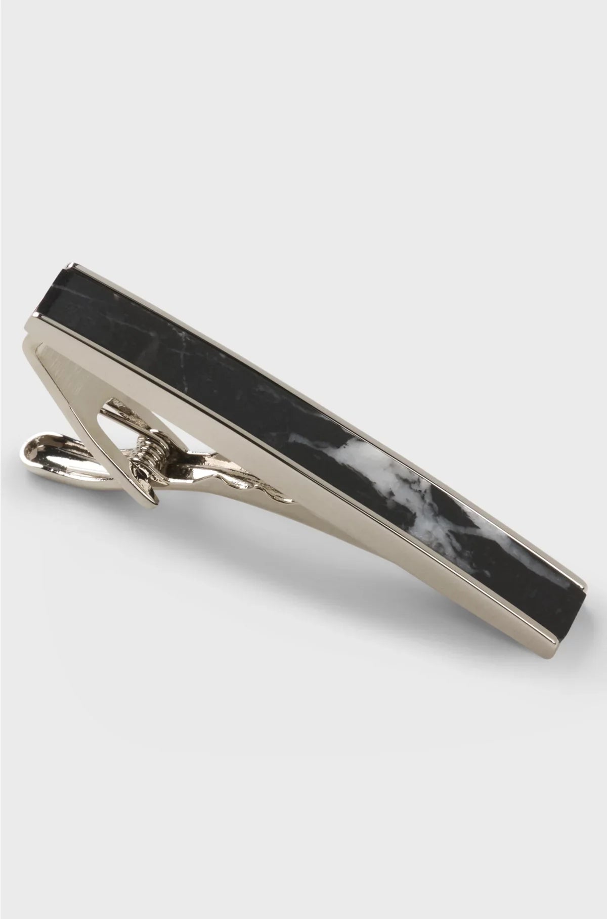 BRASS TIE CLIP WITH MARBLE INSERT