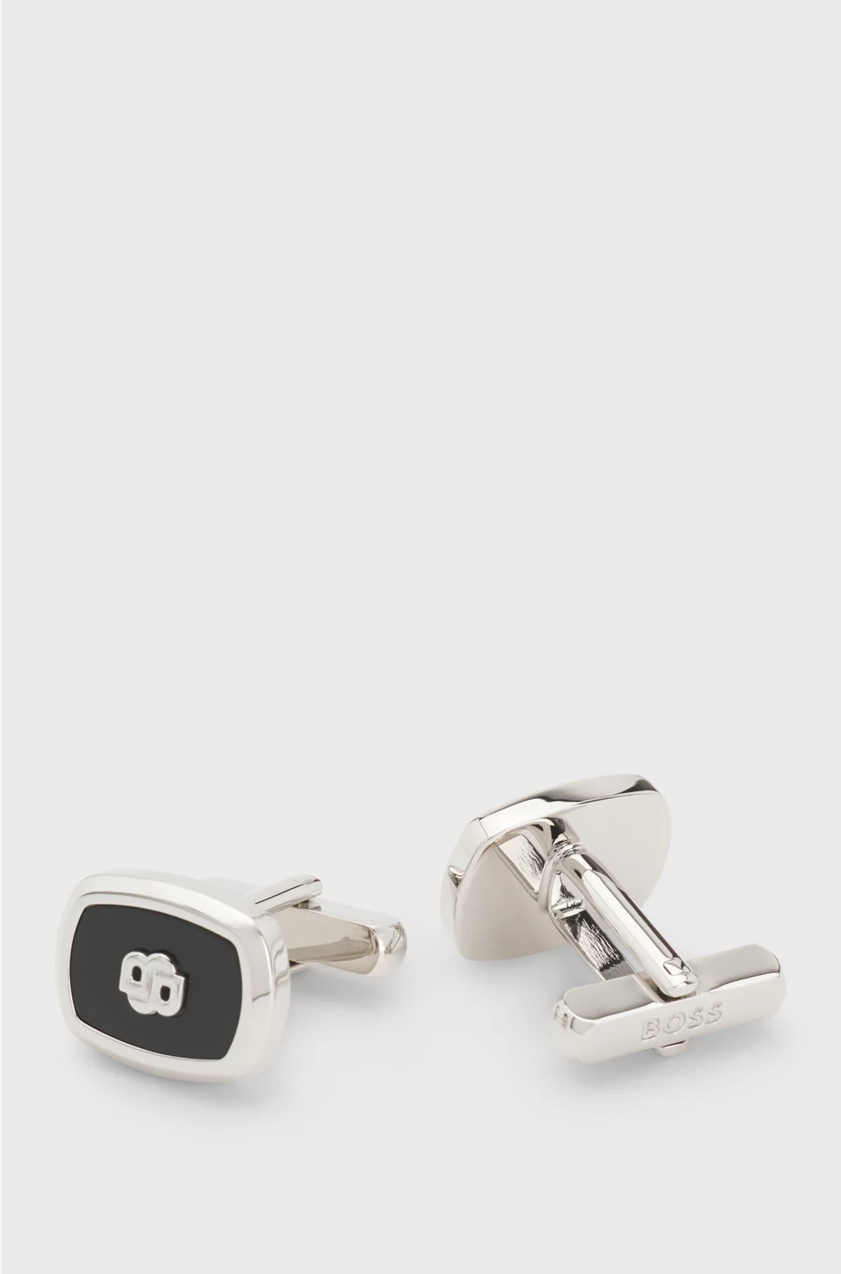 ENAMEL-INSERT CUFFLINKS WITH DOUBLE B MONOGRAM