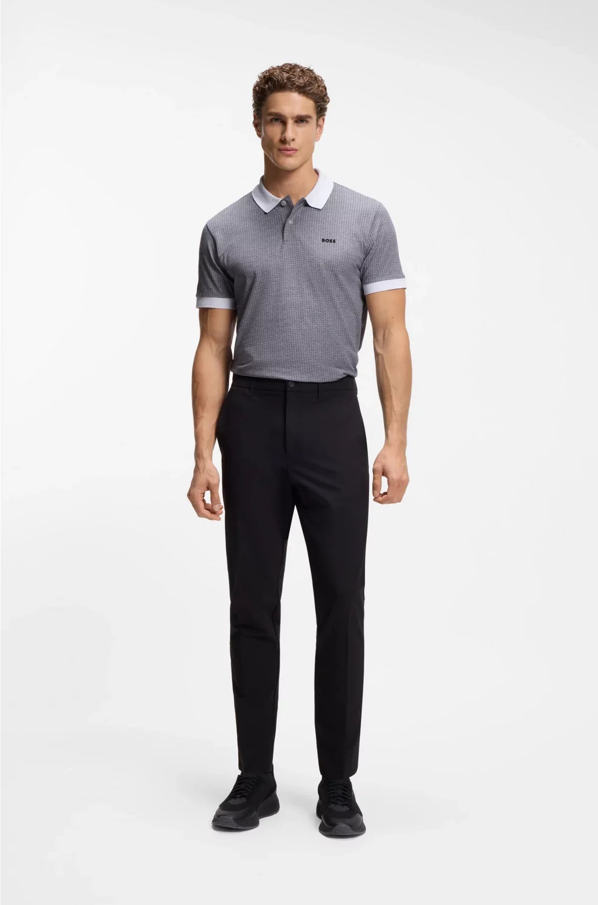 COTTON-PIQUE POLO SHIRT WITH DOT PRINT