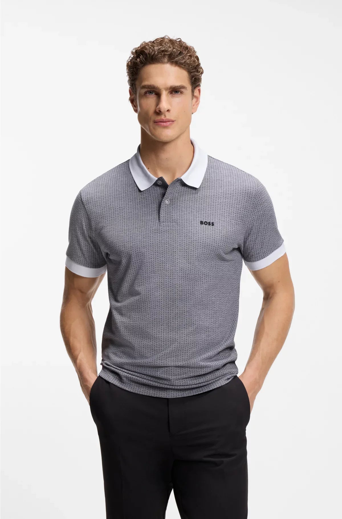 COTTON-PIQUE POLO SHIRT WITH DOT PRINT