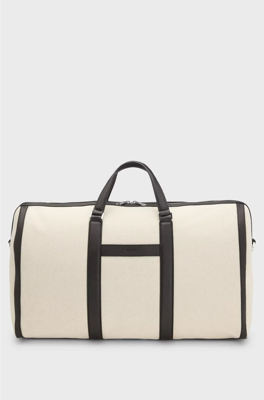 CANVAS HOLDALL WITH LEATHER TRIMS