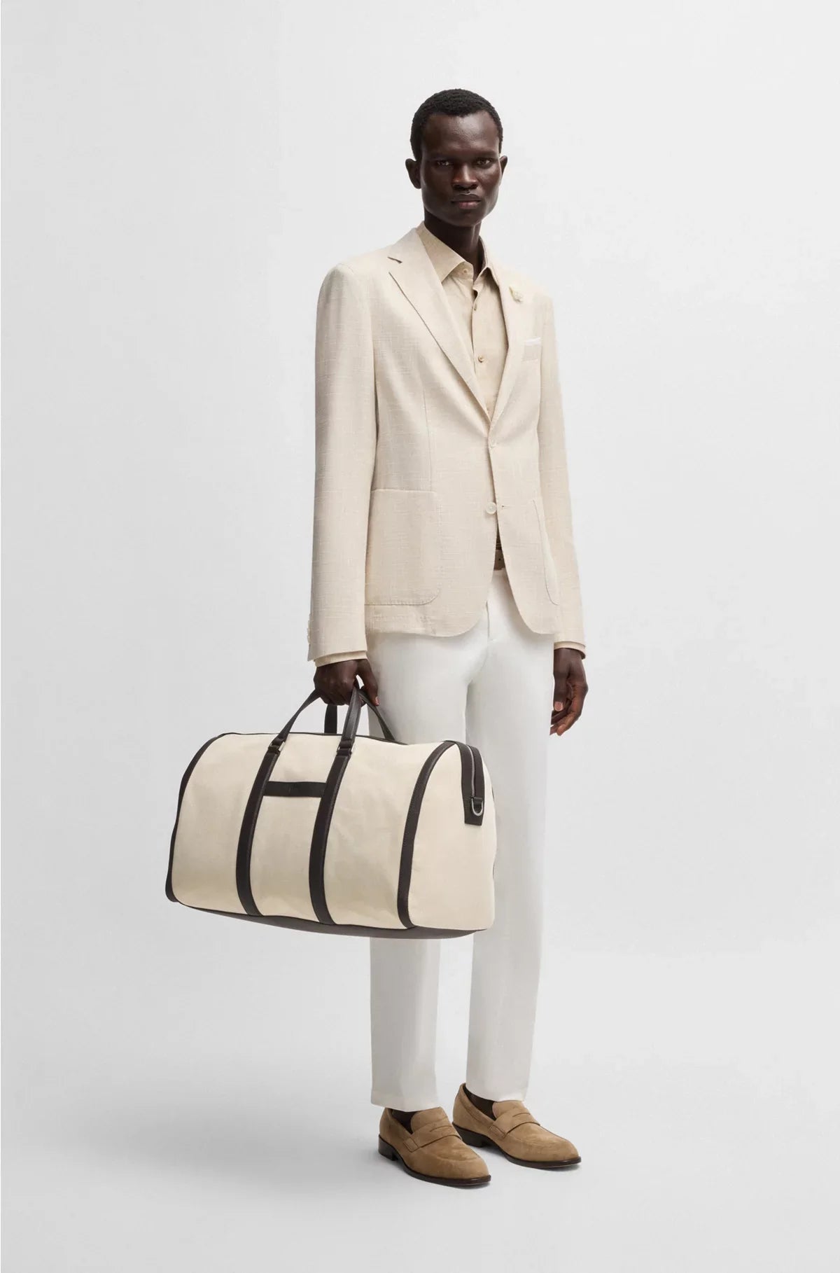 CANVAS HOLDALL WITH LEATHER TRIMS