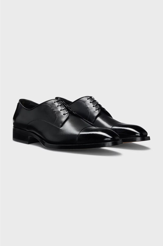 LEATHER DERBY SHOES WITH CAP TOE
