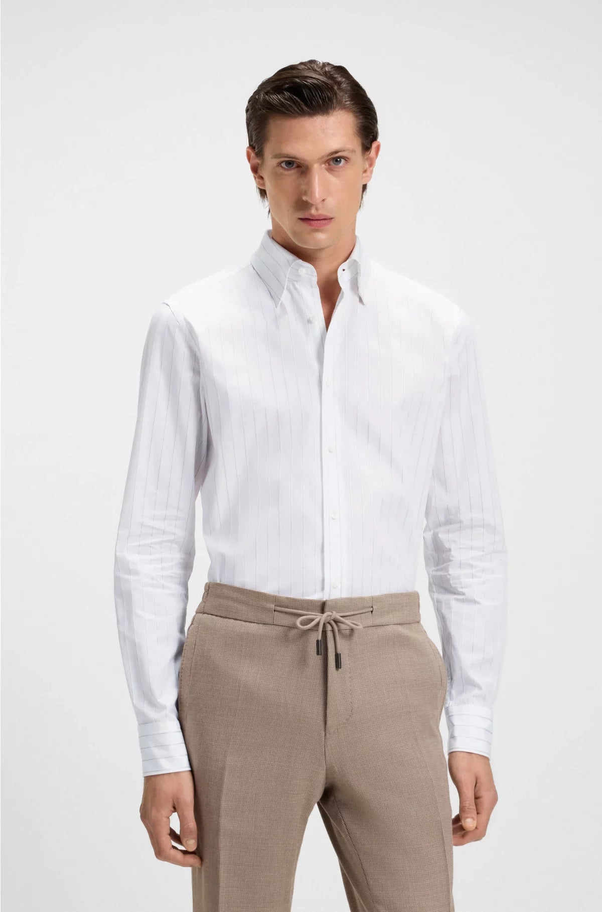 SLIM-FIT SHIRT IN ITALIAN-MADE STRIPED COTTON