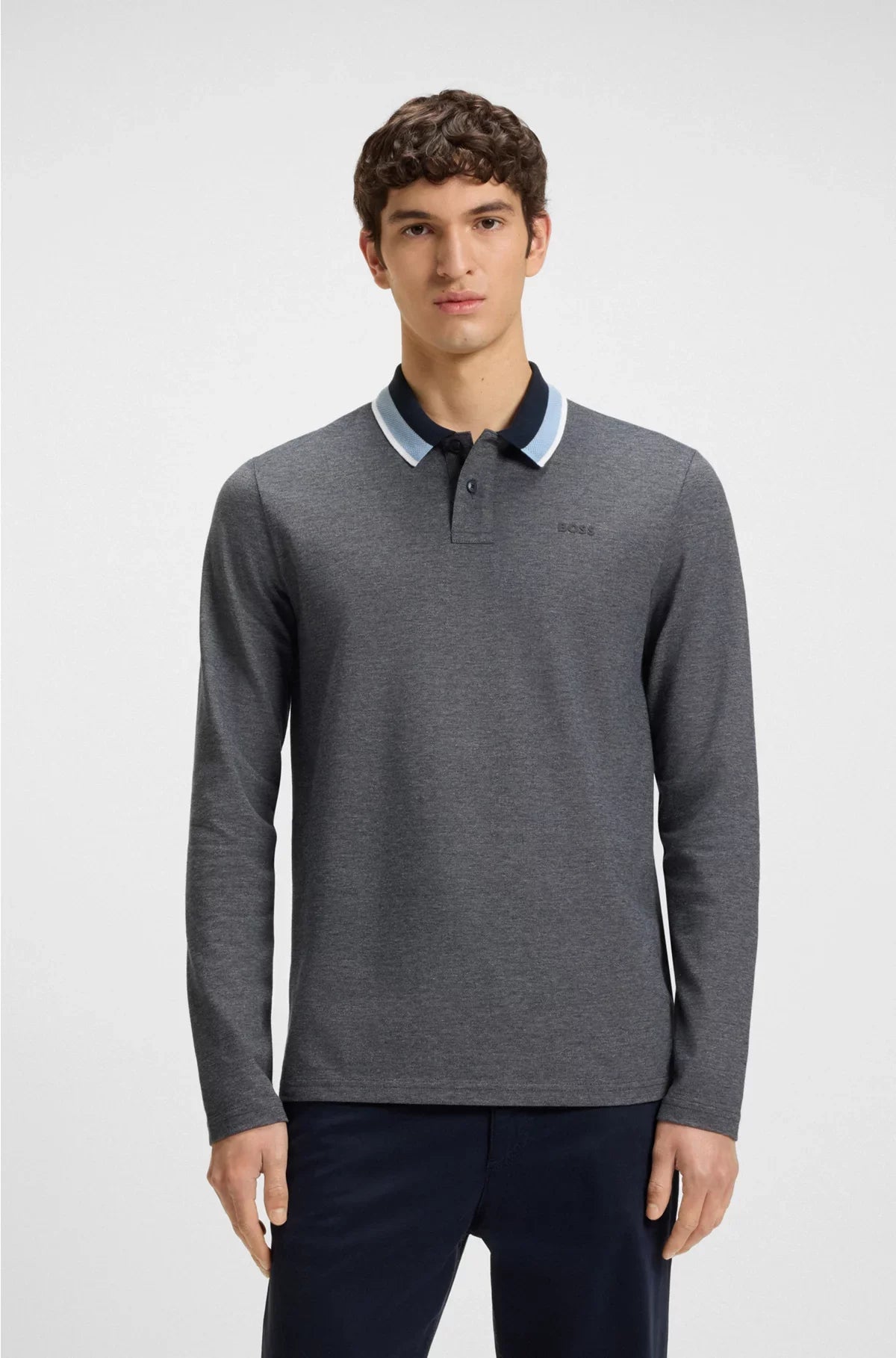 POLO SHIRT IN COTTON PIQUE WITH STRIPED COLLAR