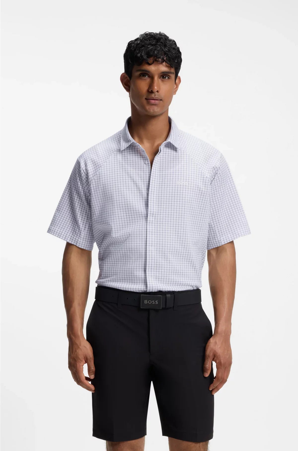 Camicia regular fit in piqué di cotone a maglia