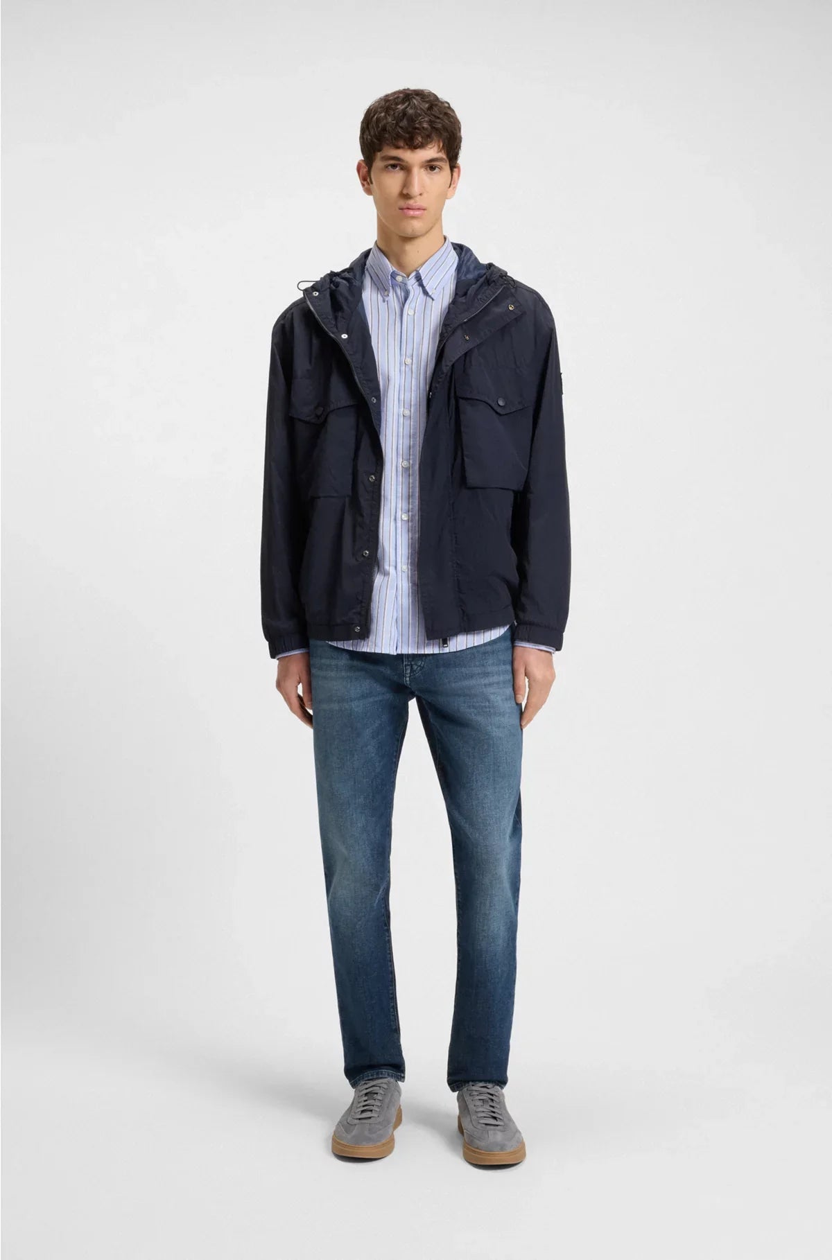 REGULAR-FIT SHIRT IN STRIPED STRETCH COTTON